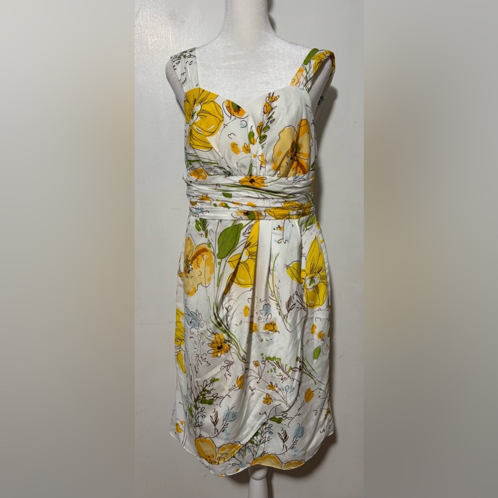 Alex Marie Yellow and White Midi Dress Size 8P